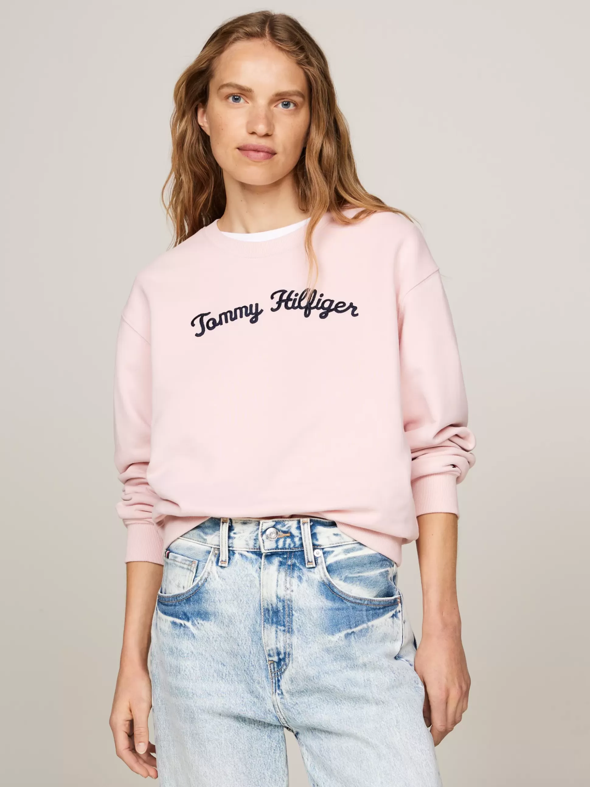 Tommy Hilfiger Bluzy Dresowe & Z Kapturem^Sweter Z Okrągłym Dekoltem I Wyhaftowanym Logo