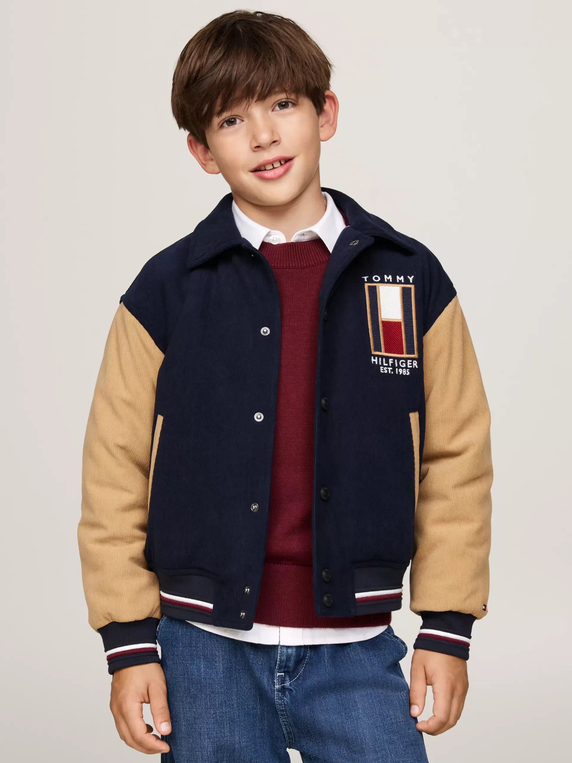 Dzieci Tommy Hilfiger Kurtki^Sztruksowa Kurtka Bomber Z Logo Z Tyłu