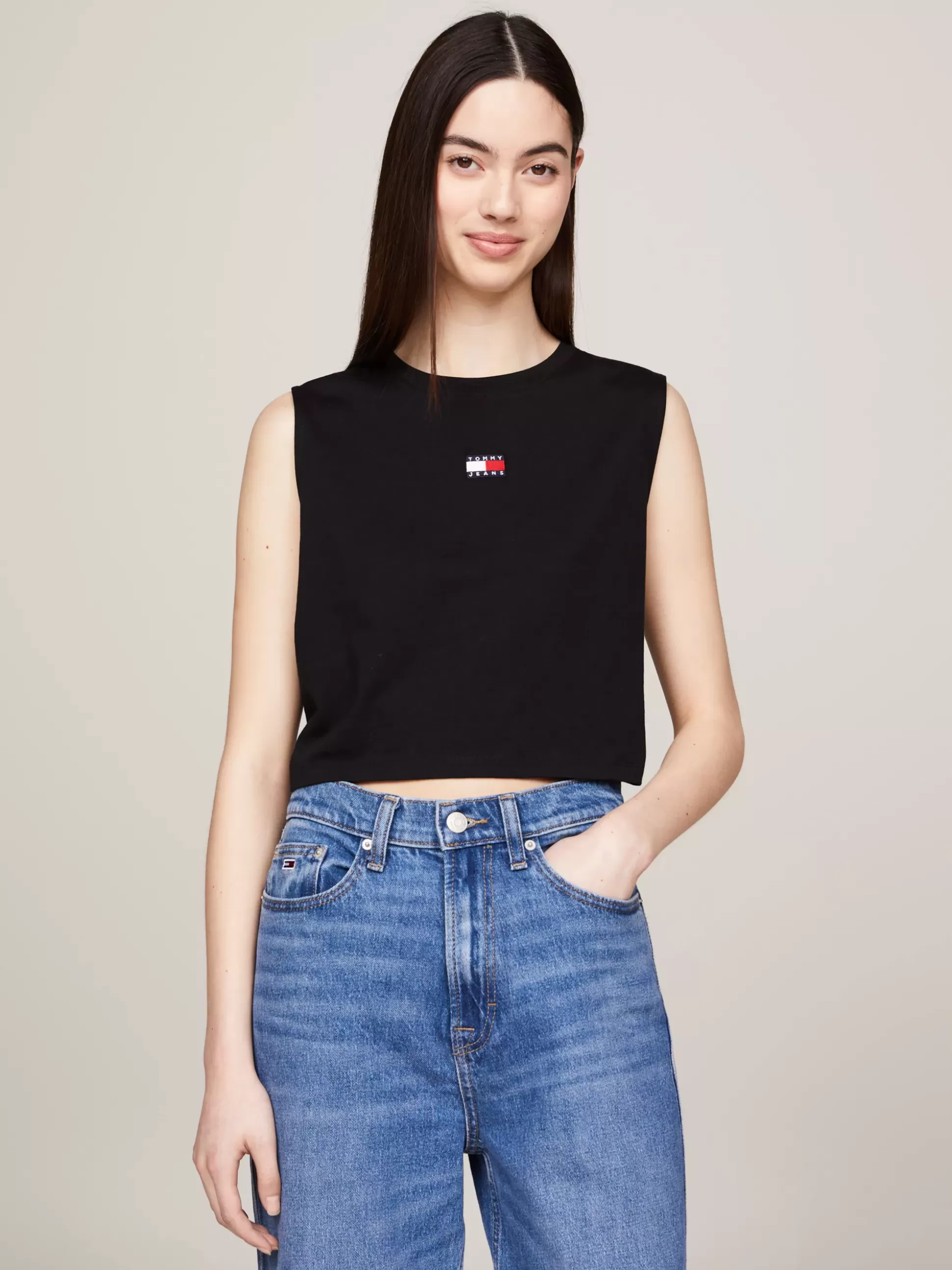 Tommy Hilfiger T-Shirty^Top Bez Rękawów O Pudełkowym Kroju Z Naszywką