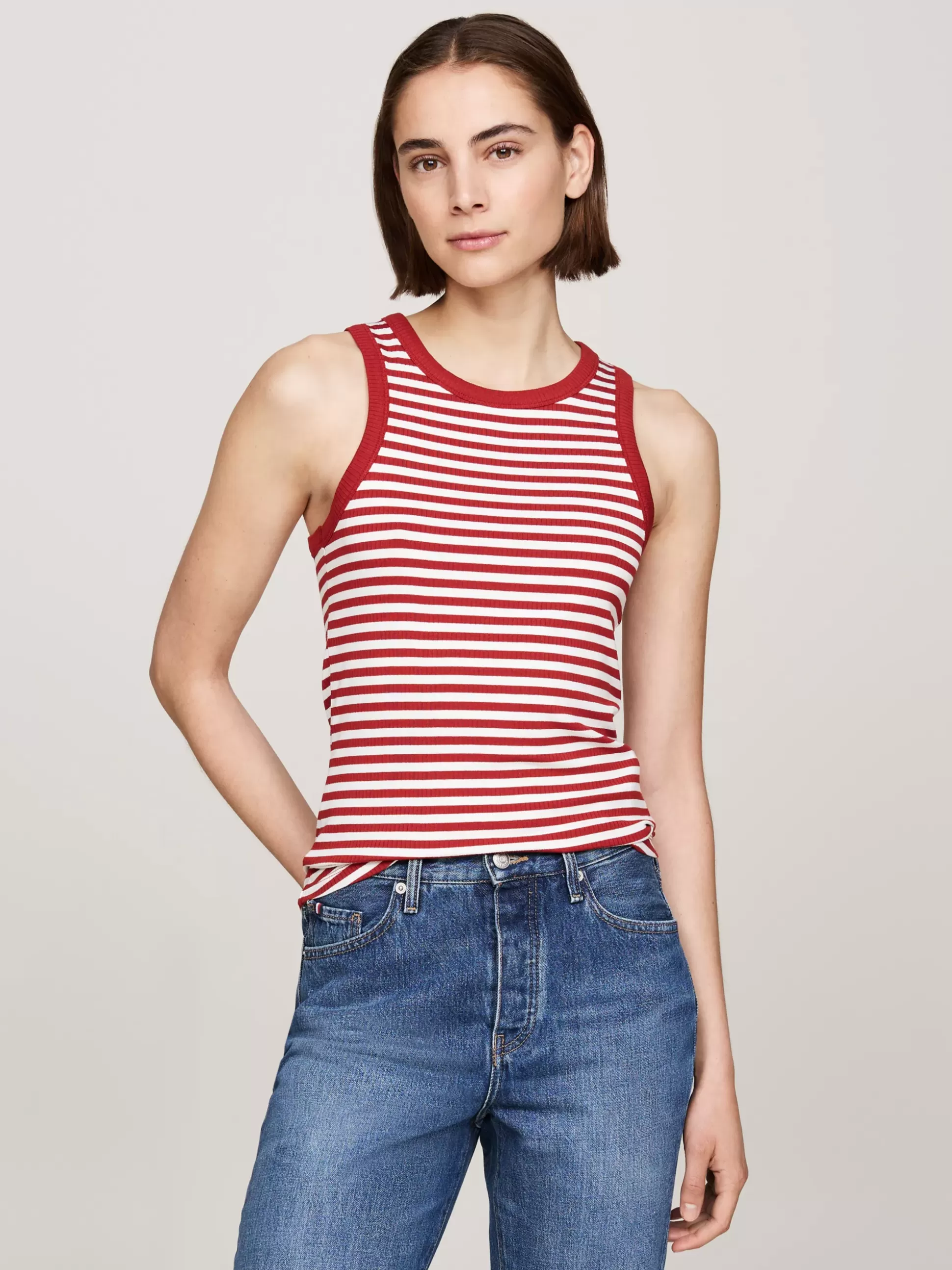 Tommy Hilfiger T-Shirty^Top Bez Rękawów W Paski O Prążkowanej Fakturze