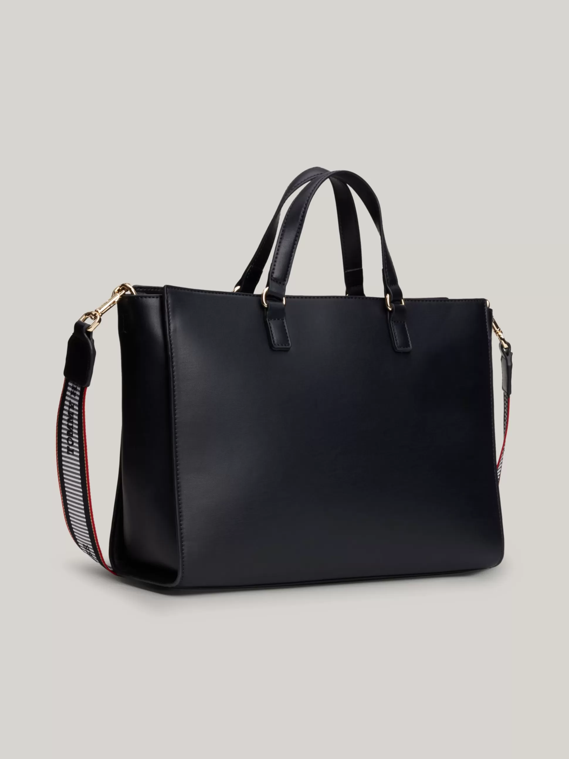 Tommy Hilfiger Torebki Tote^Torebka Z Parcianym Paskiem I Logo