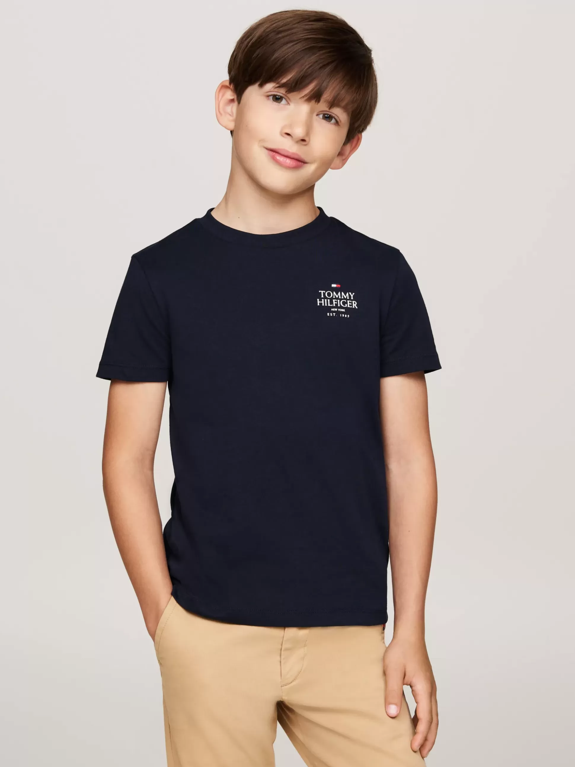 Dzieci Tommy Hilfiger T-Shirty I Koszulki Polo^T-shirt Z Logo Hilfiger I Okrągłym Dekoltem