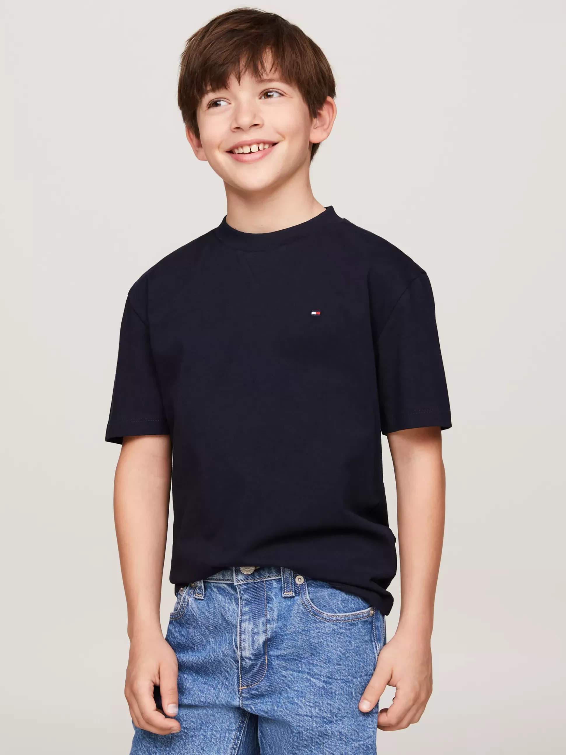 Dzieci Tommy Hilfiger T-Shirty I Koszulki Polo^T-shirt Z Okrągłym Dekoltem I Haftem Z Flagą