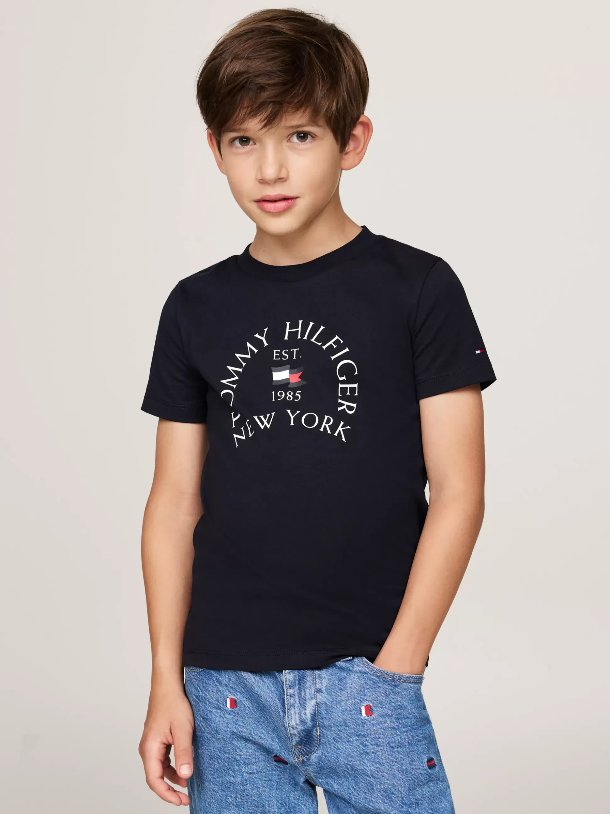 Dzieci Tommy Hilfiger T-Shirty I Koszulki Polo^T-shirt Z Okrągłym Dekoltem I Logo