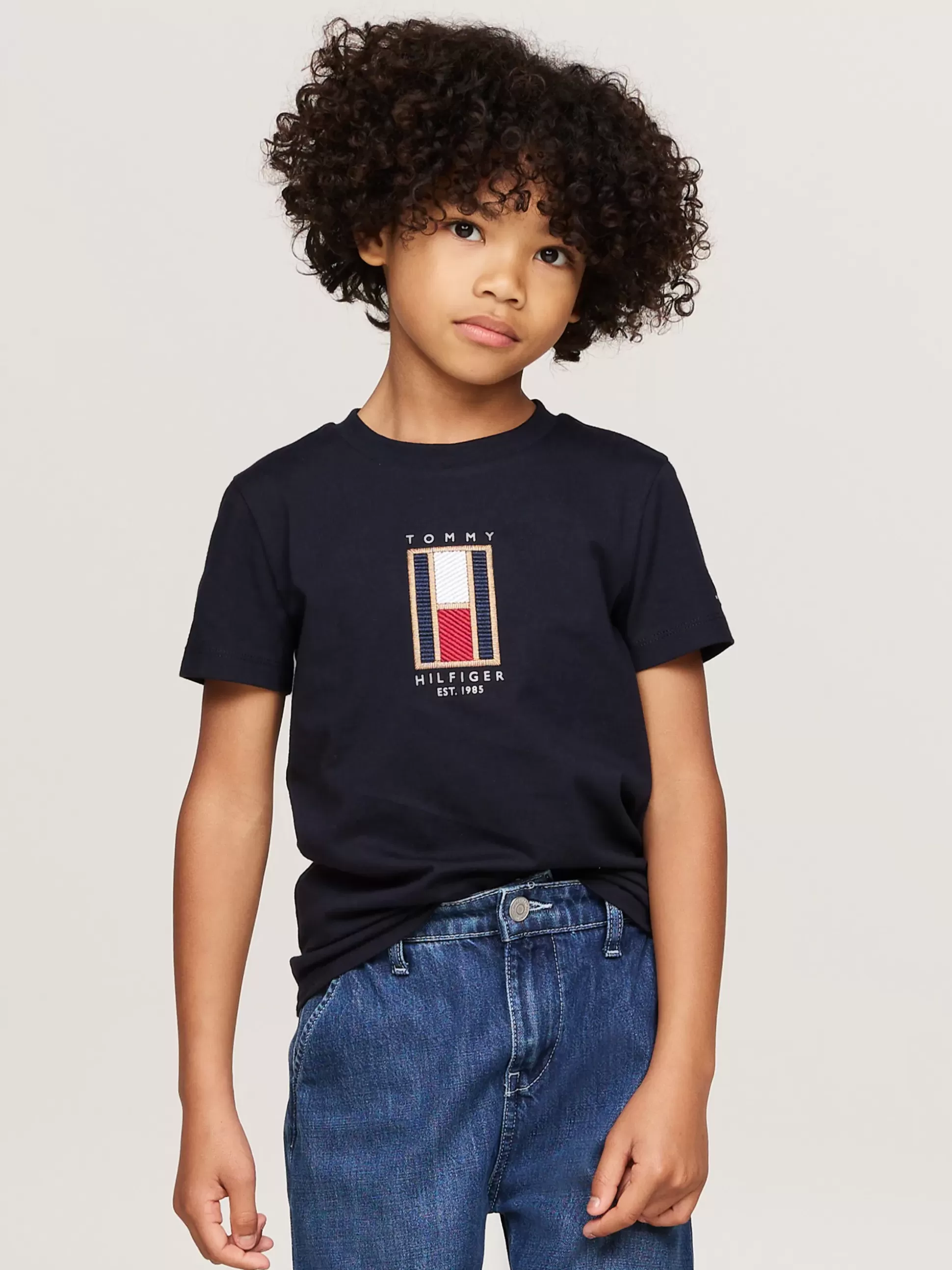 Dzieci Tommy Hilfiger T-Shirty I Koszulki Polo^T-shirt Z Okrągłym Dekoltem I Logo Z Flagą