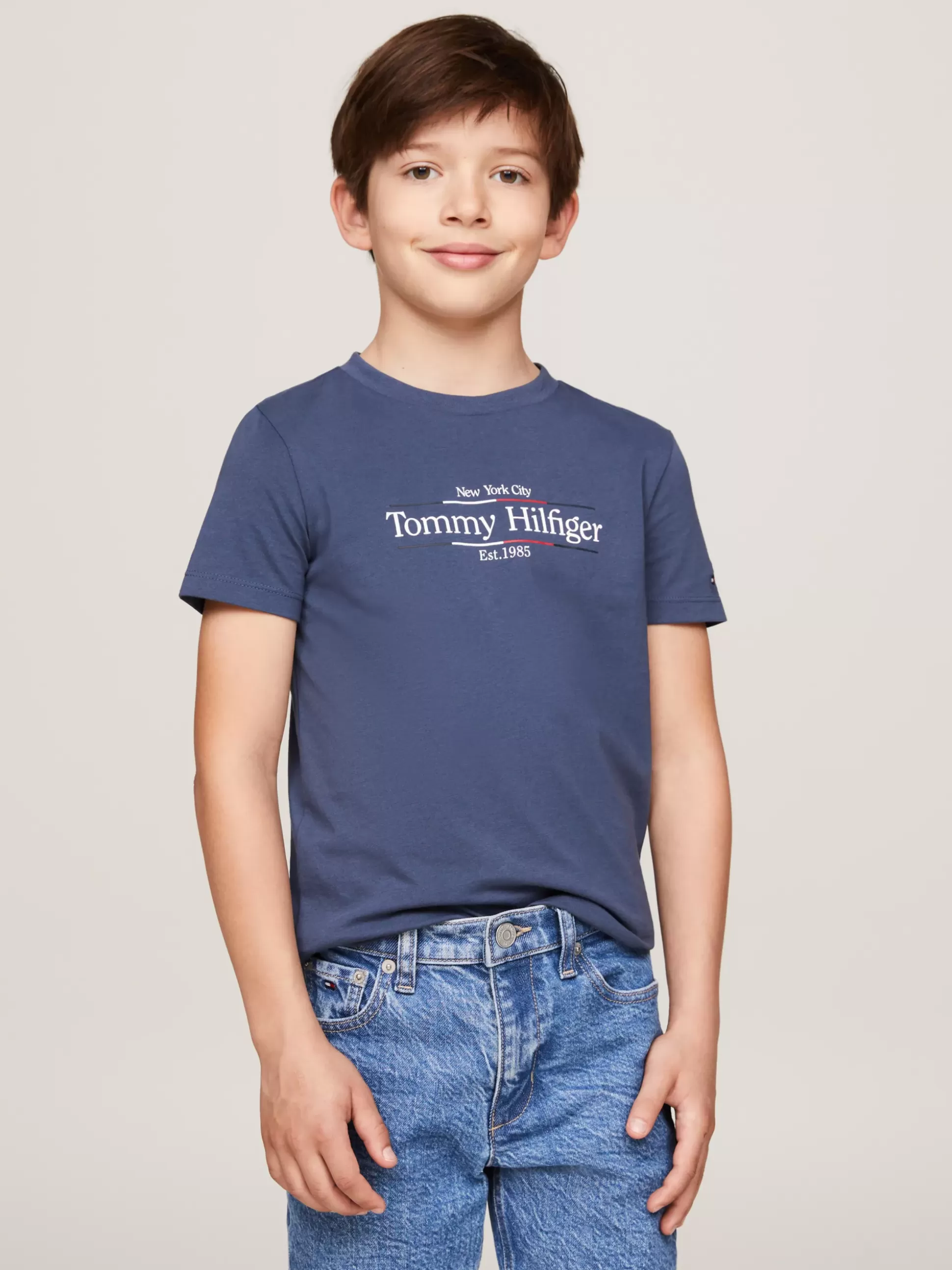 Dzieci Tommy Hilfiger T-Shirty I Koszulki Polo^T-shirt Z Okrągłym Dekoltem I Nadrukiem Z Logo