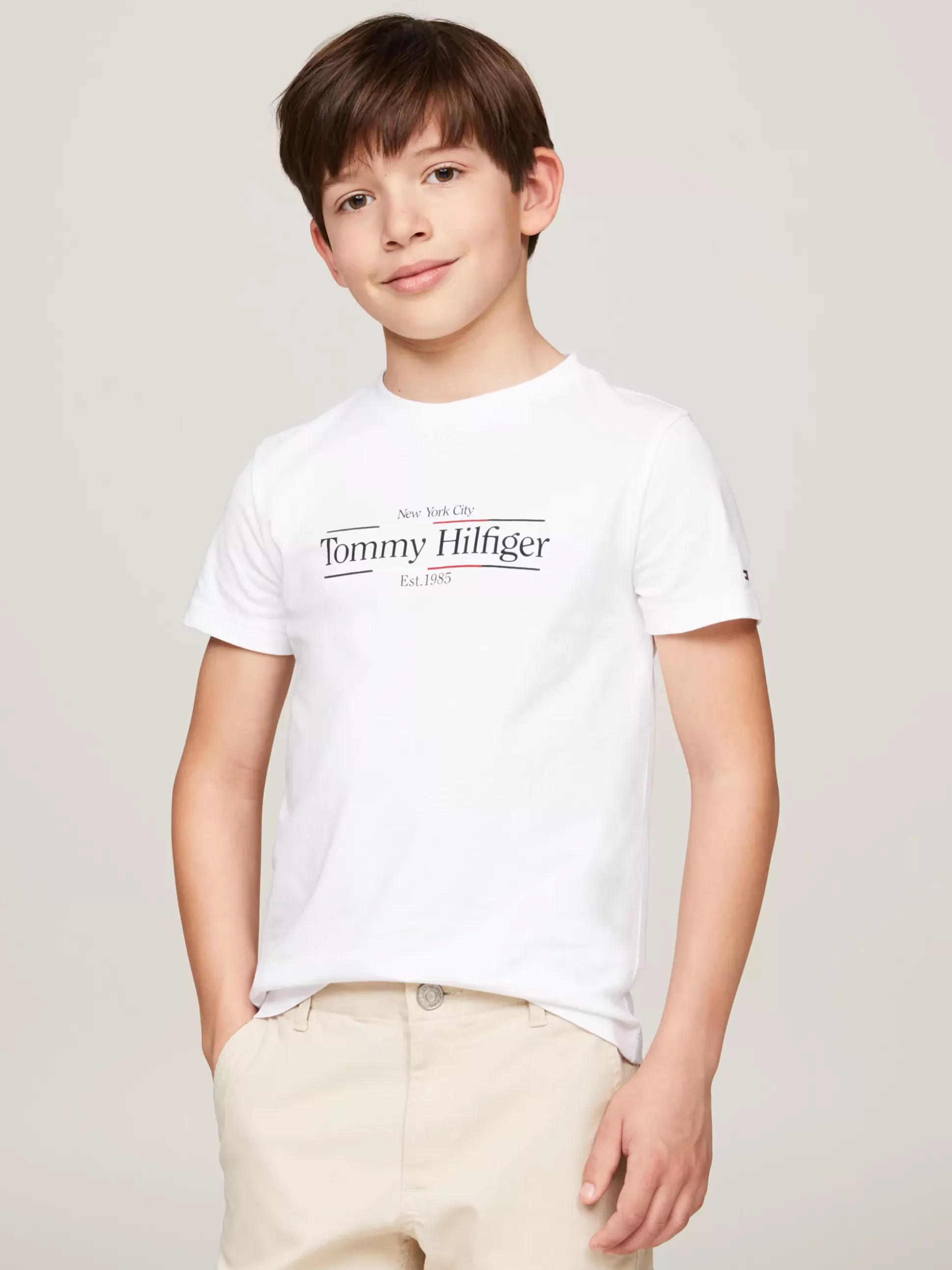 Dzieci Tommy Hilfiger T-Shirty I Koszulki Polo^T-shirt Z Okrągłym Dekoltem I Nadrukiem Z Logo