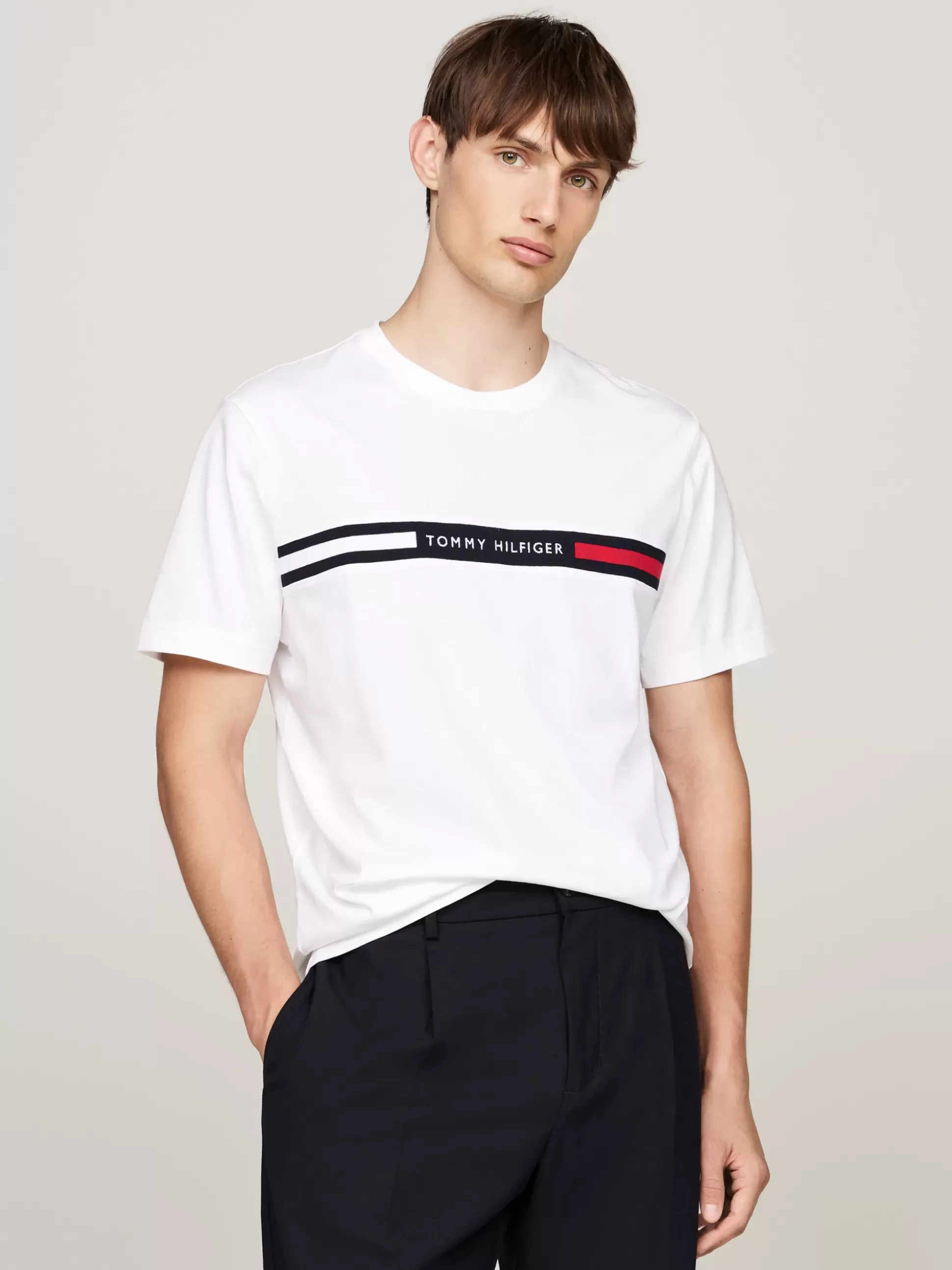 Tommy Hilfiger T-Shirty^T-shirt Z Wstawką Z Logo I Okrągłym Dekoltem