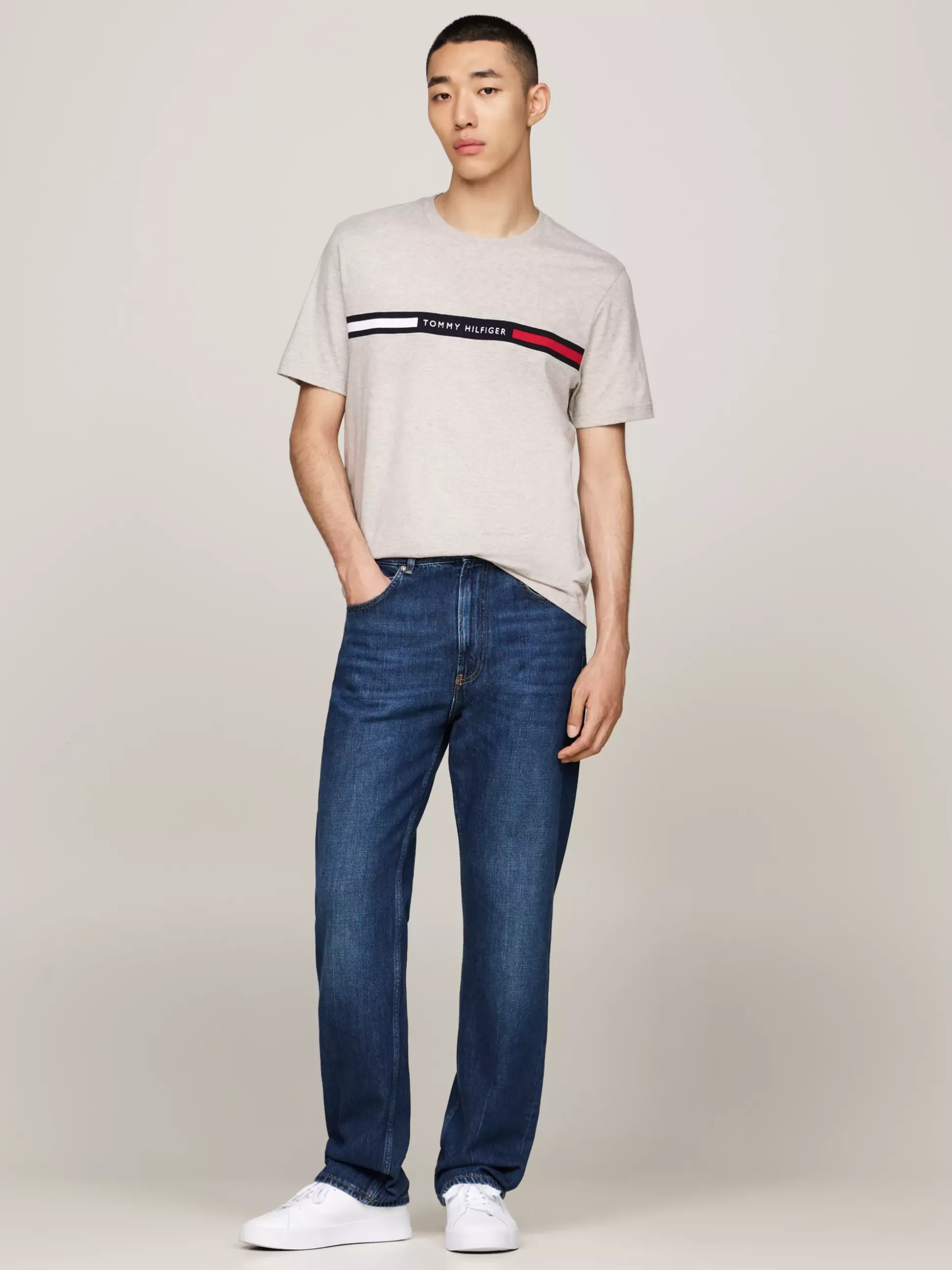 Tommy Hilfiger T-Shirty^T-shirt Z Wstawką Z Logo I Okrągłym Dekoltem