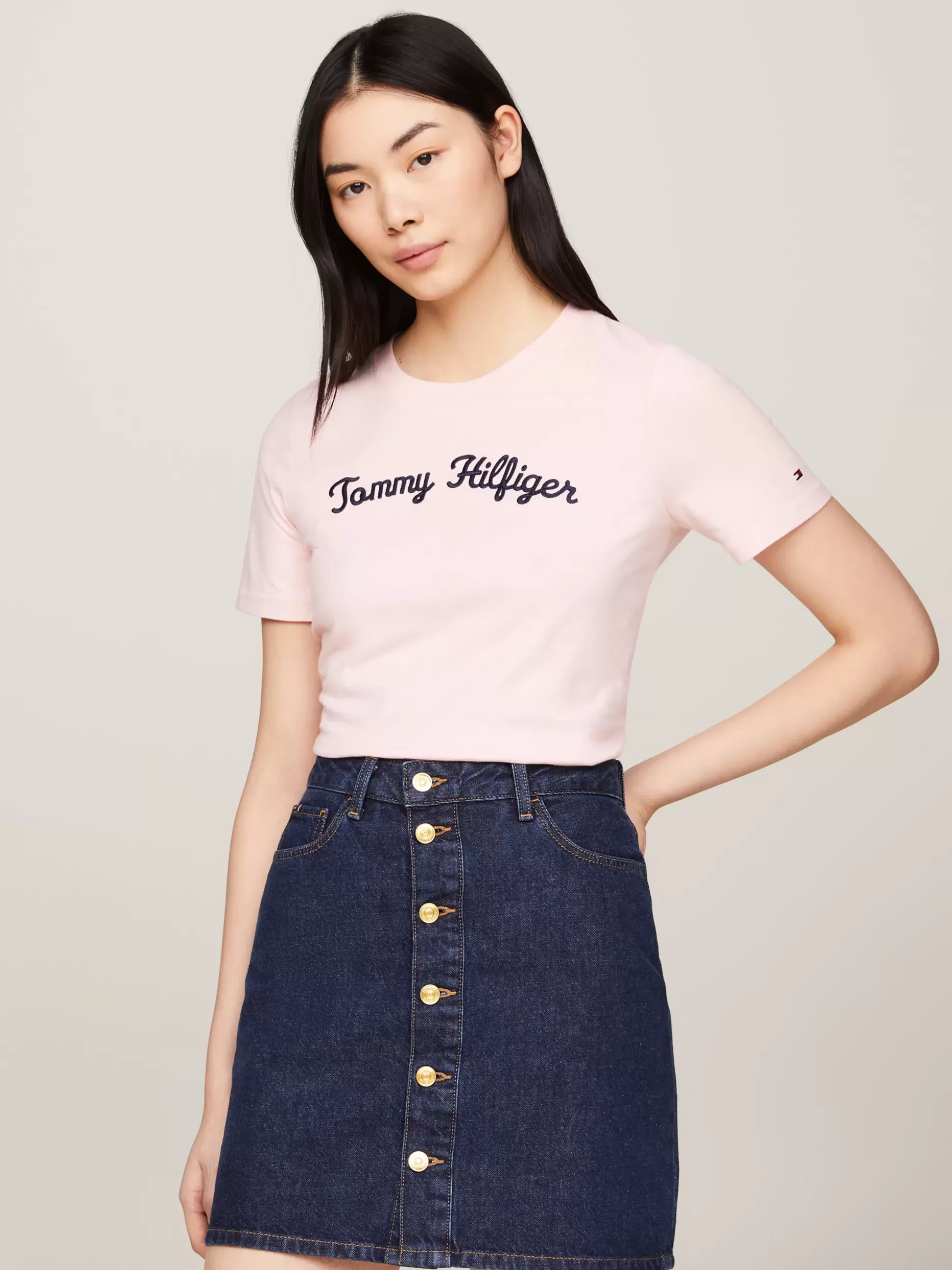 Tommy Hilfiger T-Shirty^T-shirt Z Wyhaftowanym Kaligrafowanym Logo