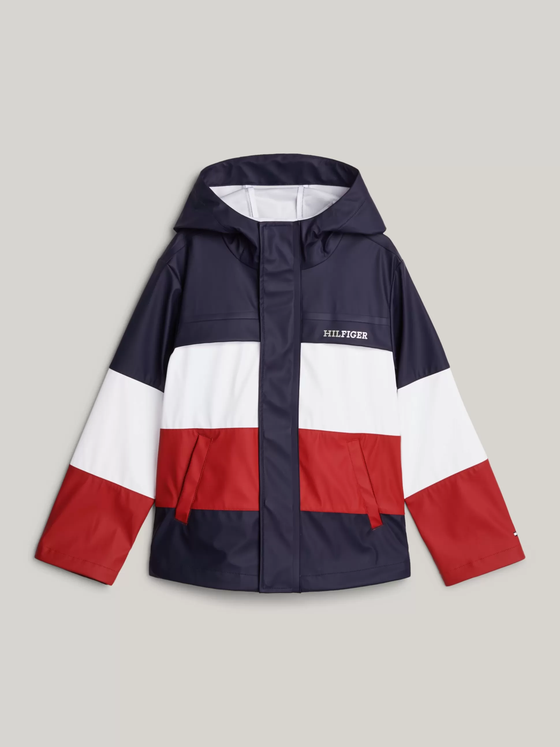 Dzieci Tommy Hilfiger Kurtki I Płaszcze | Kurtki^Wiatrówka Z Kapturem I Wzorem Z Blokami Kolorów
