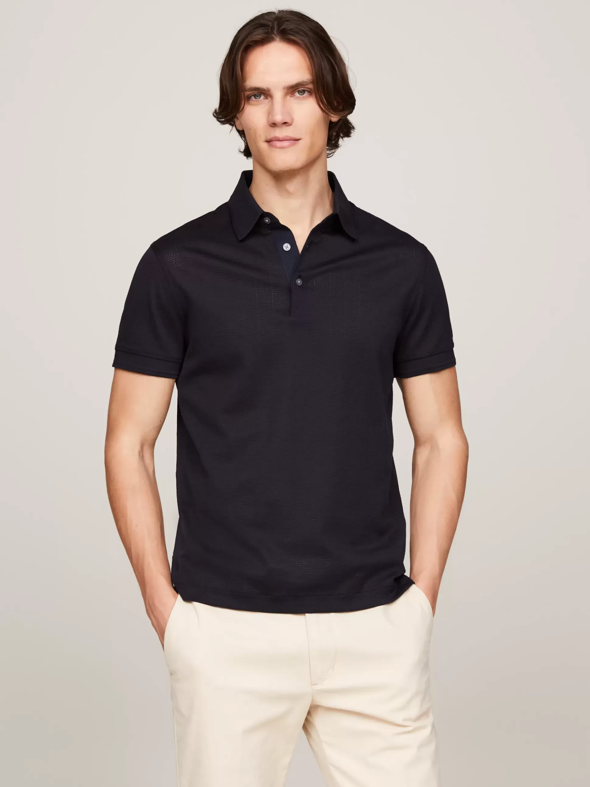 Tommy Hilfiger Koszulki Polo^Wąska Koszulka Polo O Wafelkowej Fakturze