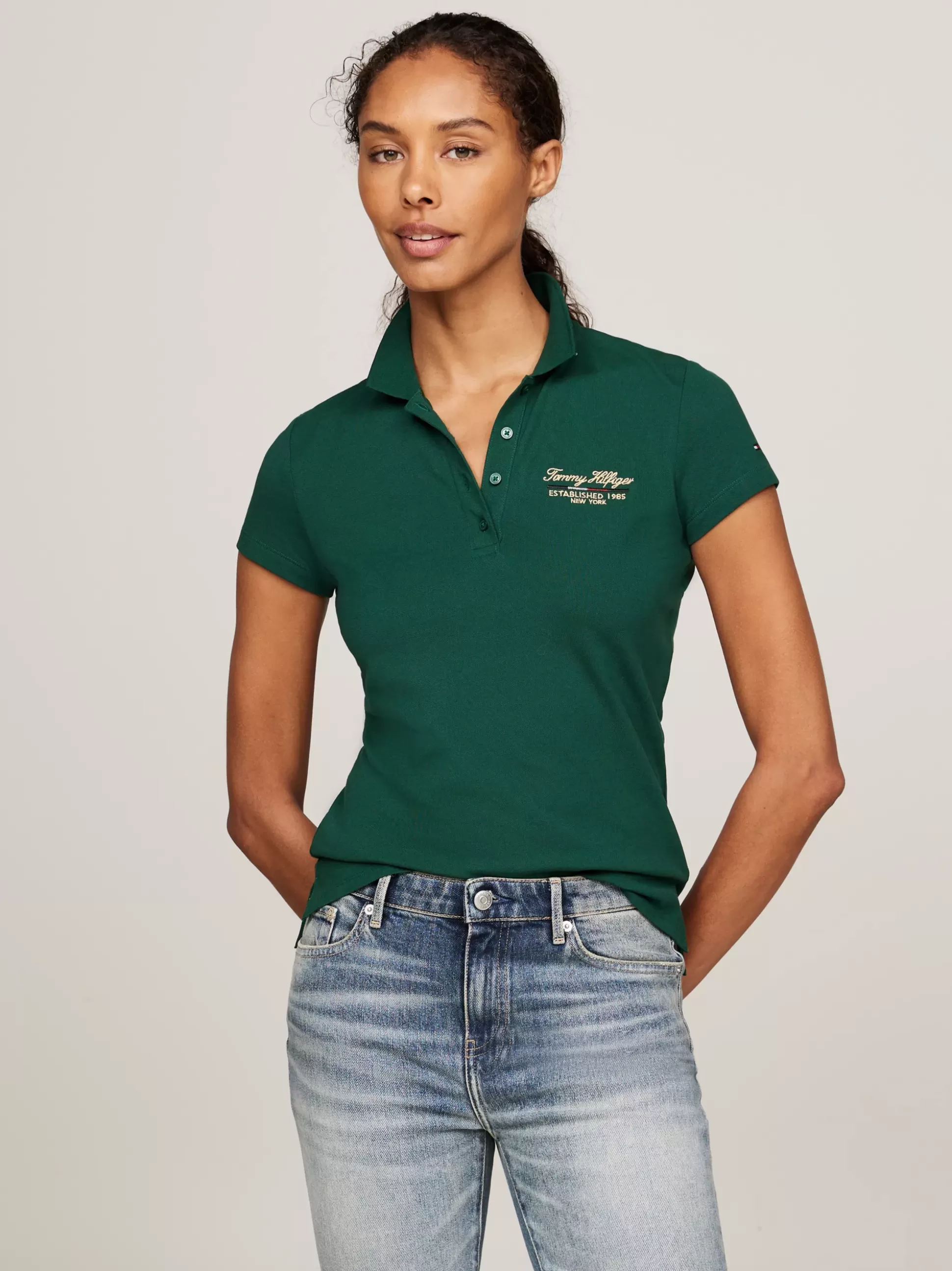 Tommy Hilfiger Koszulki Polo^Wąska Koszulka Polo Z Logo