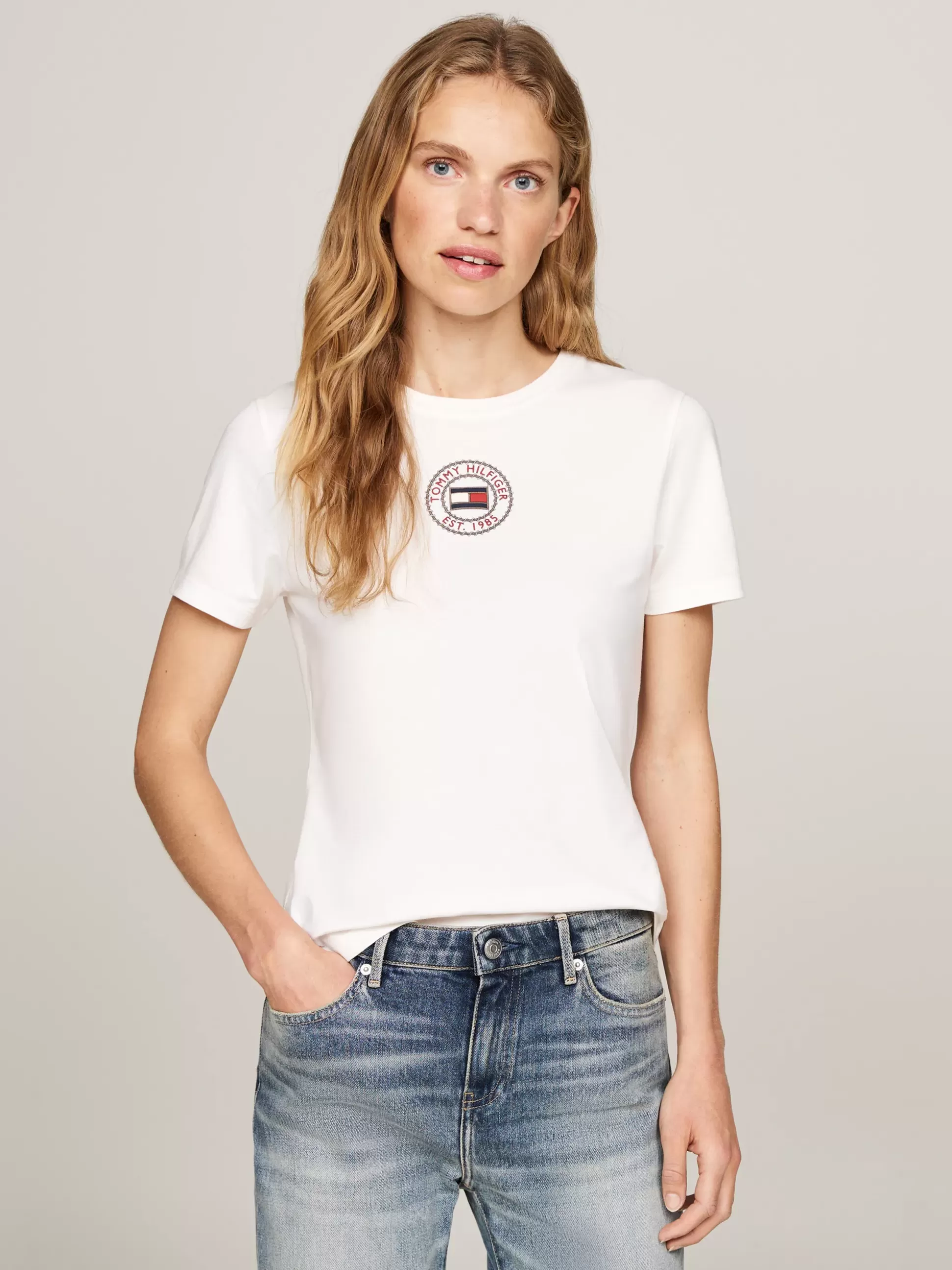 Tommy Hilfiger T-Shirty^Wąski T-shirt Z Logo W Formie Stempla