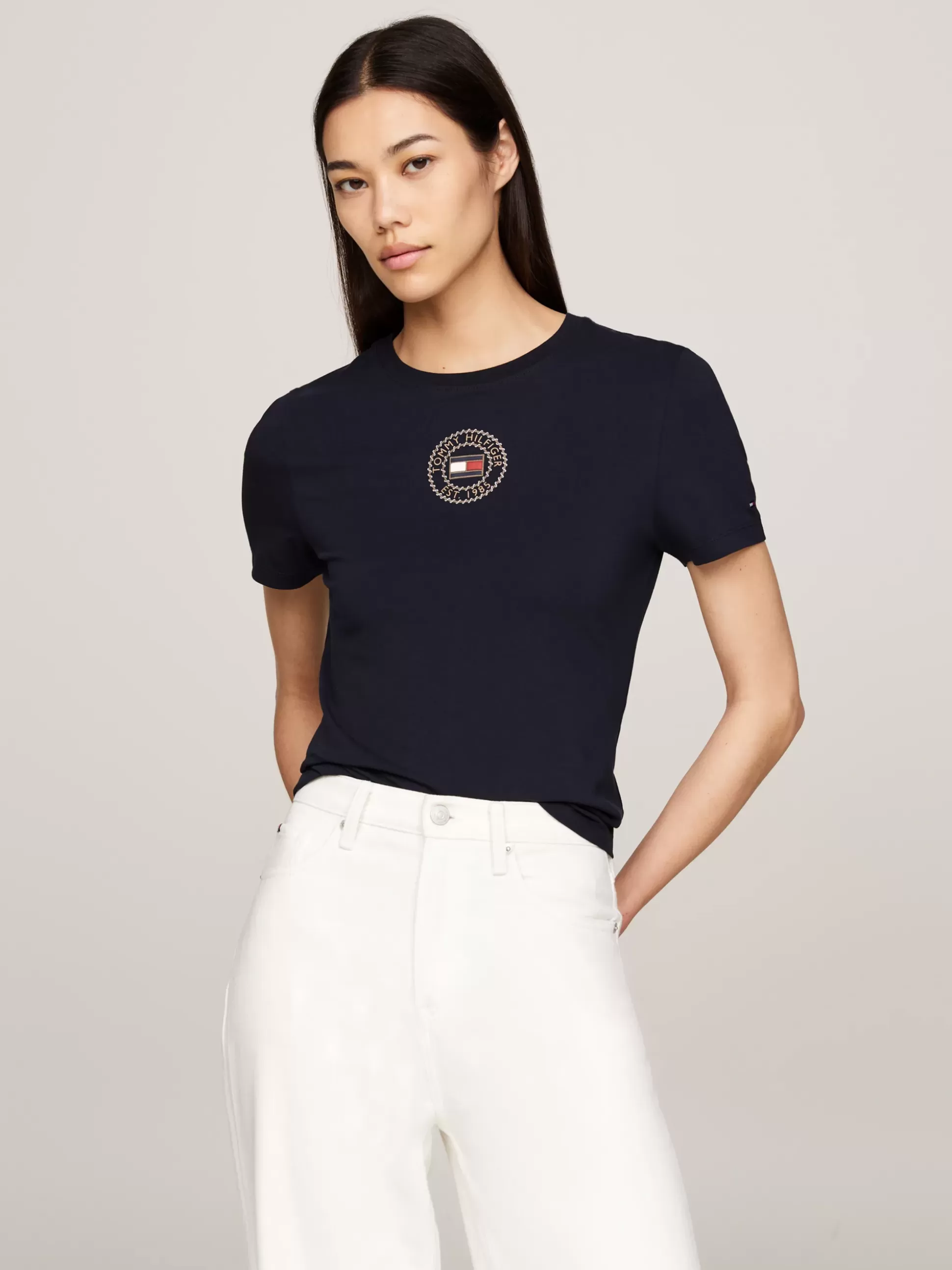 Tommy Hilfiger T-Shirty^Wąski T-shirt Z Logo W Formie Stempla