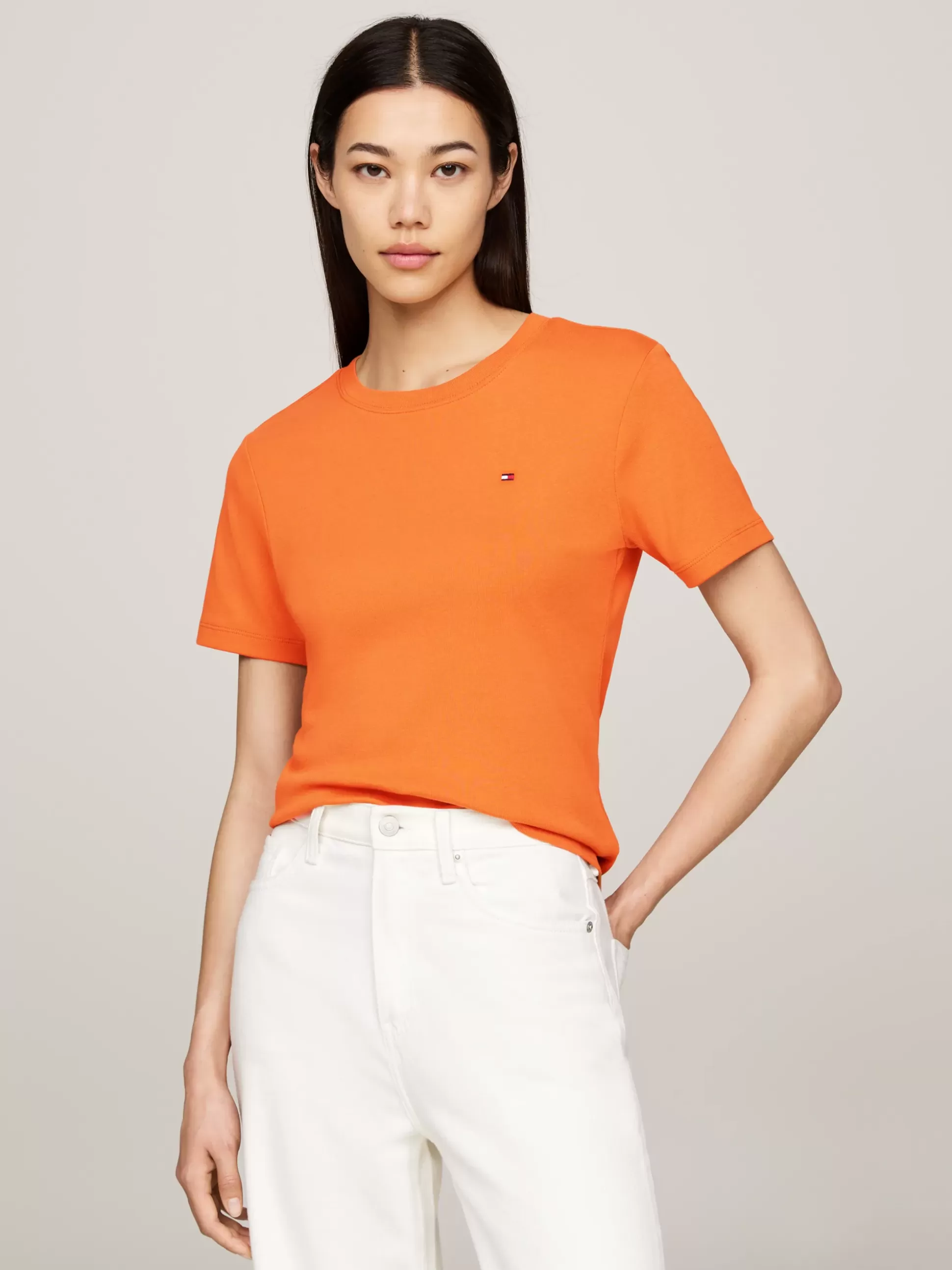 Tommy Hilfiger T-Shirty^Wąski T-shirt Z Okrągłym Dekoltem