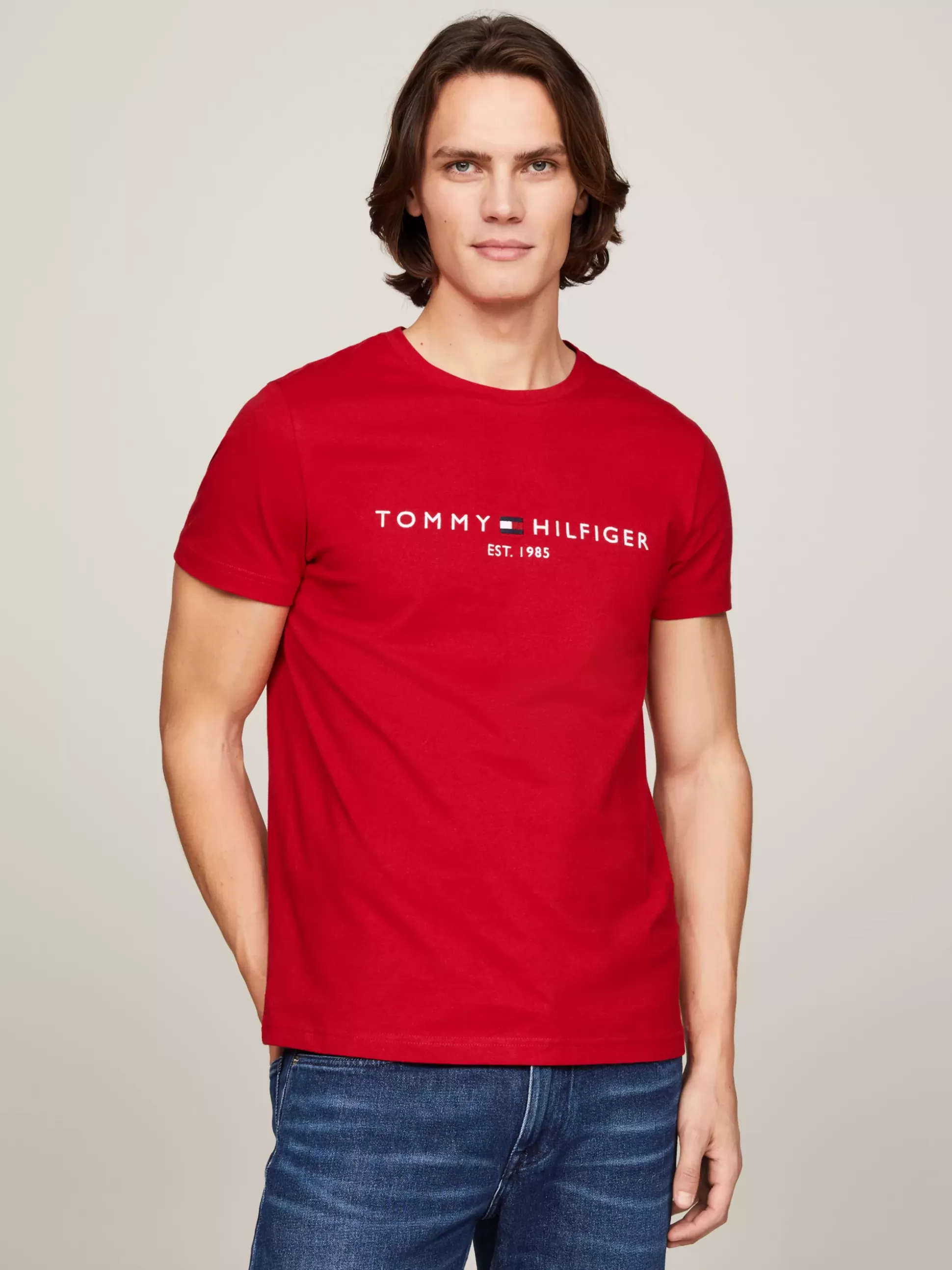 Tommy Hilfiger T-Shirty^Wąski T-shirt Z Wyhaftowanym Logo