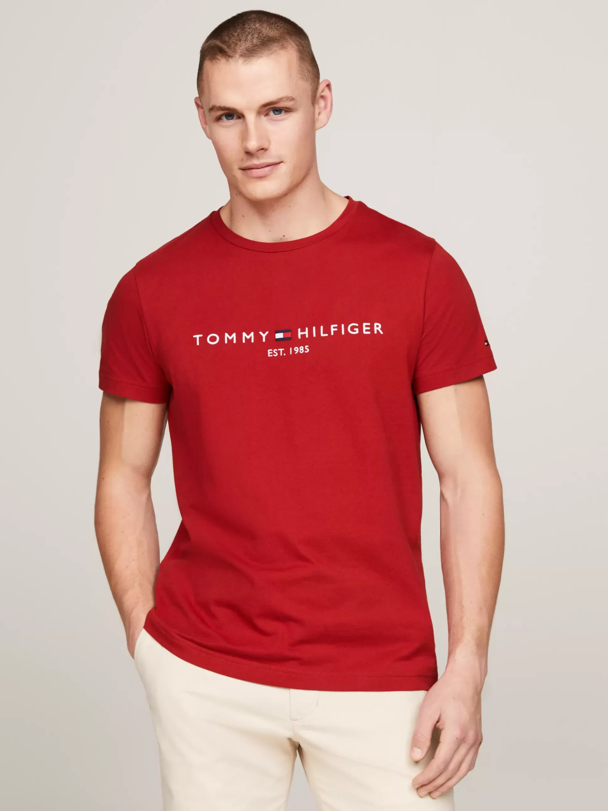 Tommy Hilfiger T-Shirty^Wąski T-shirt Z Wyhaftowanym Logo