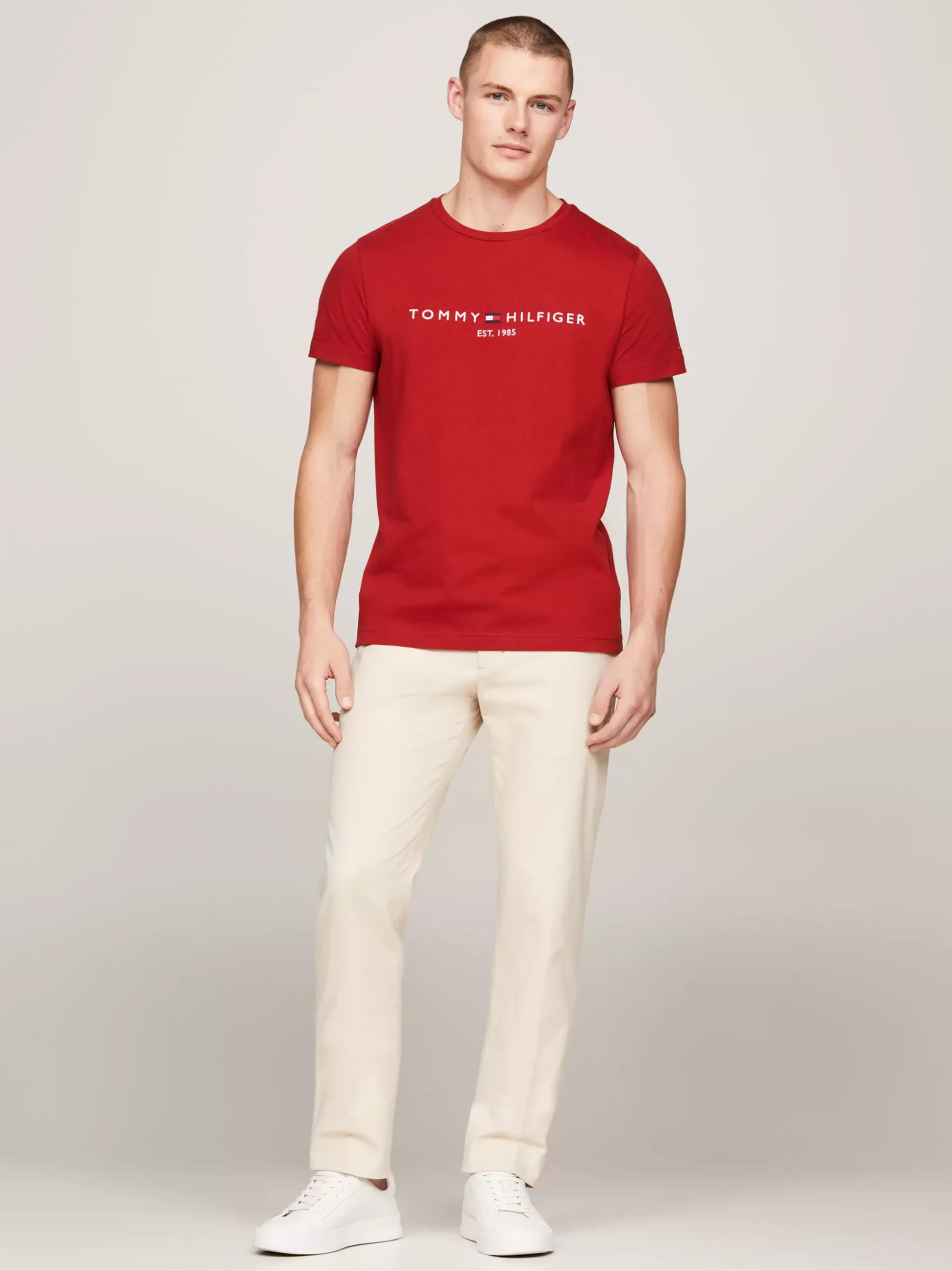 Tommy Hilfiger T-Shirty^Wąski T-shirt Z Wyhaftowanym Logo